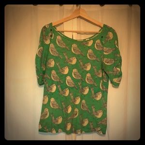 Anthropologie bird pattern shirt